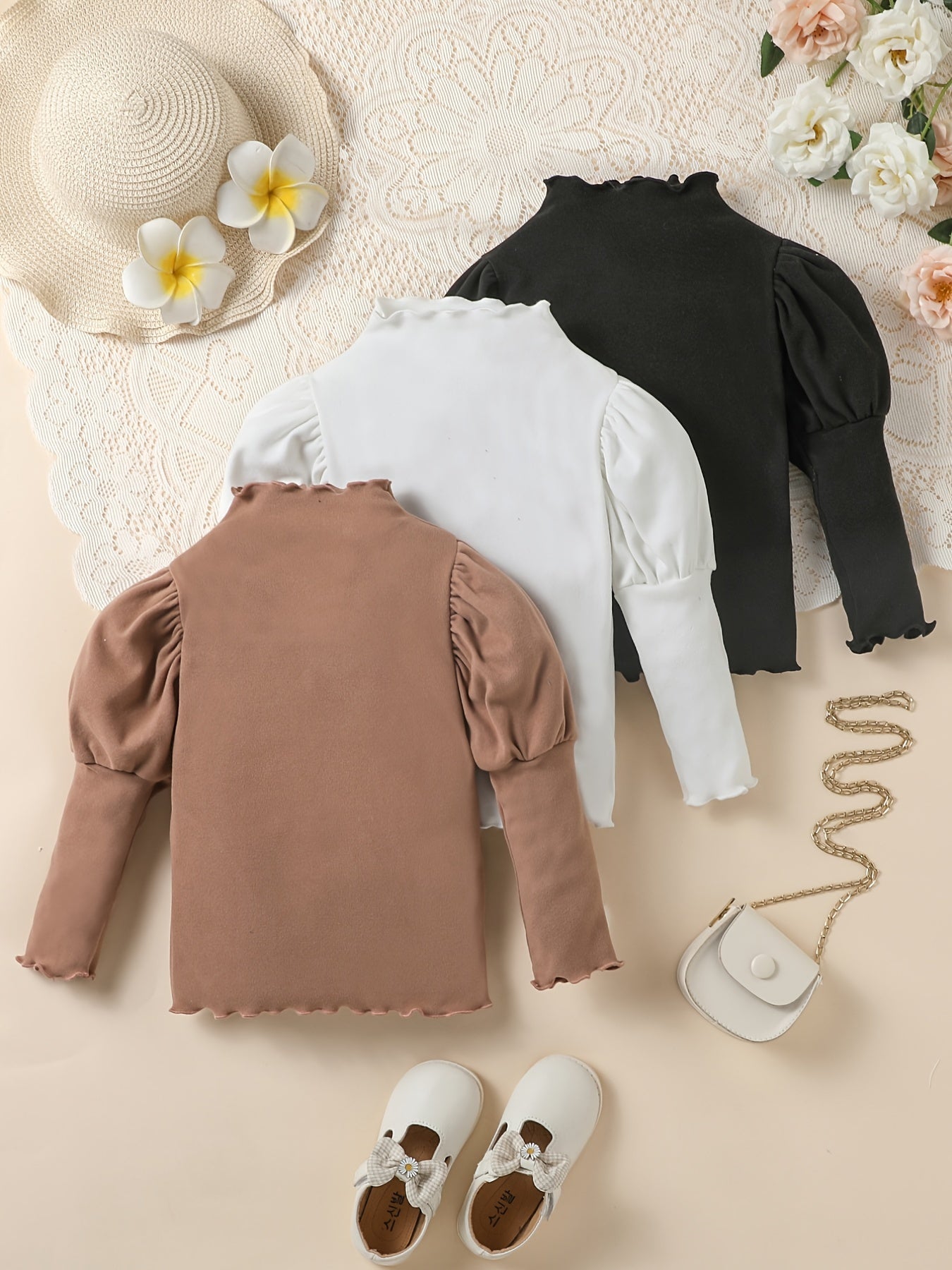 Girls' Ruffle Long Sleeve Pullover Top for Toddler Kids