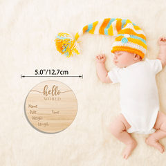 Hello World Wooden Laser Cut Baby Announcement Sign