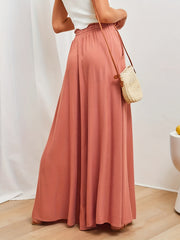 Wide Leg Palazzo Pants Smocked Waist Casual Summer Spring