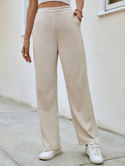 Wide Leg High Waist Pants With Pocket