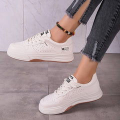 Women's Platform Skate Shoes Round Toe Lace Up Low Top Sneakers