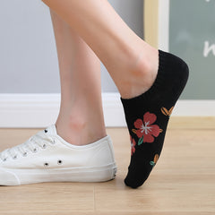 5 Pairs Floral Ankle Socks Mixed Cotton Stockings