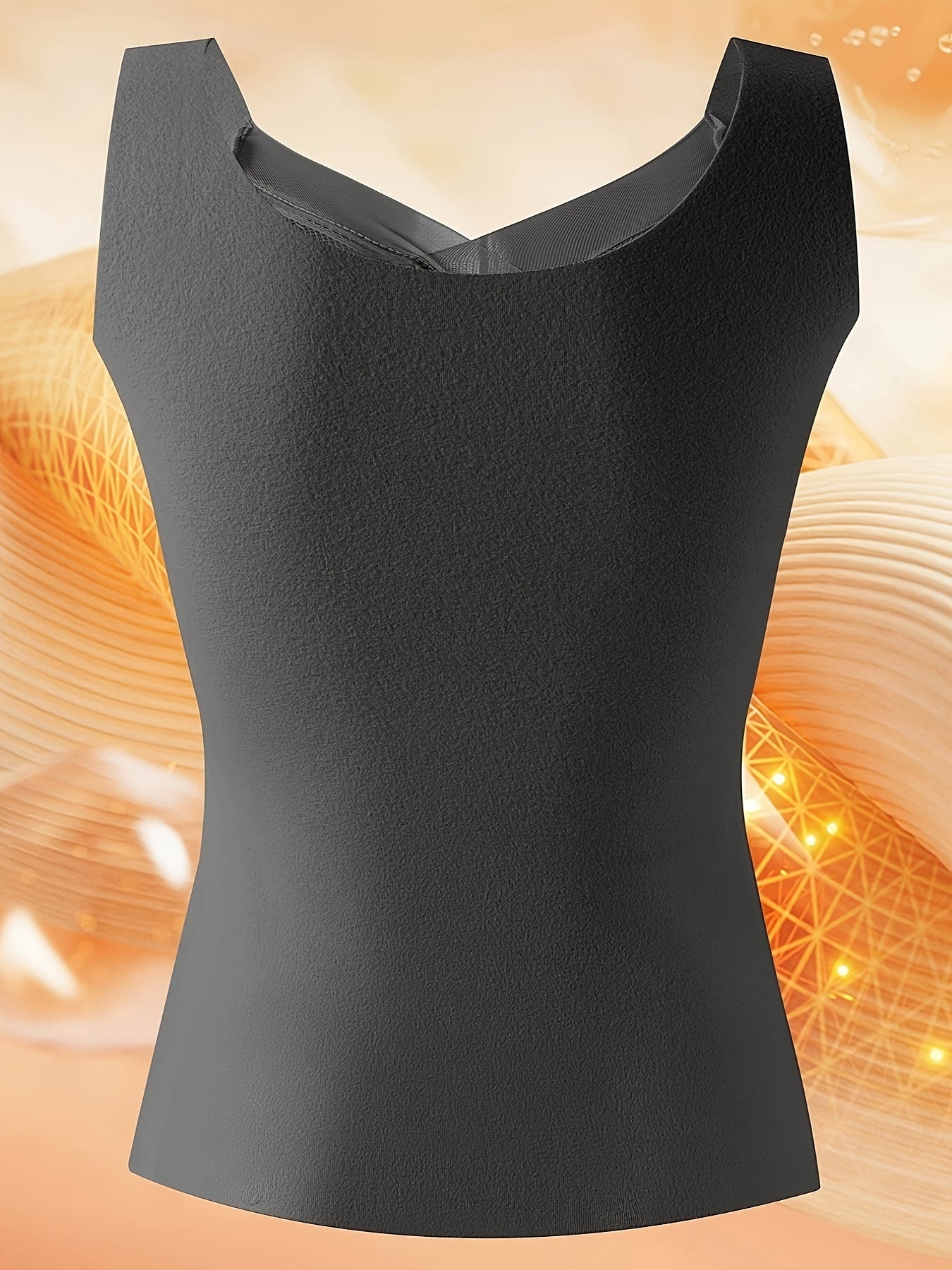 2pcs Lace Thermal Underwear Soft V Neck Sleeveless Top Women's Lingerie