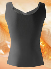 2pcs Lace Thermal Underwear Soft V Neck Sleeveless Top Women's Lingerie
