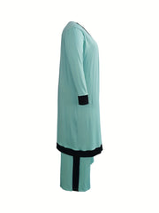 Women's Casual Striped Top & Wide Leg Pants Set