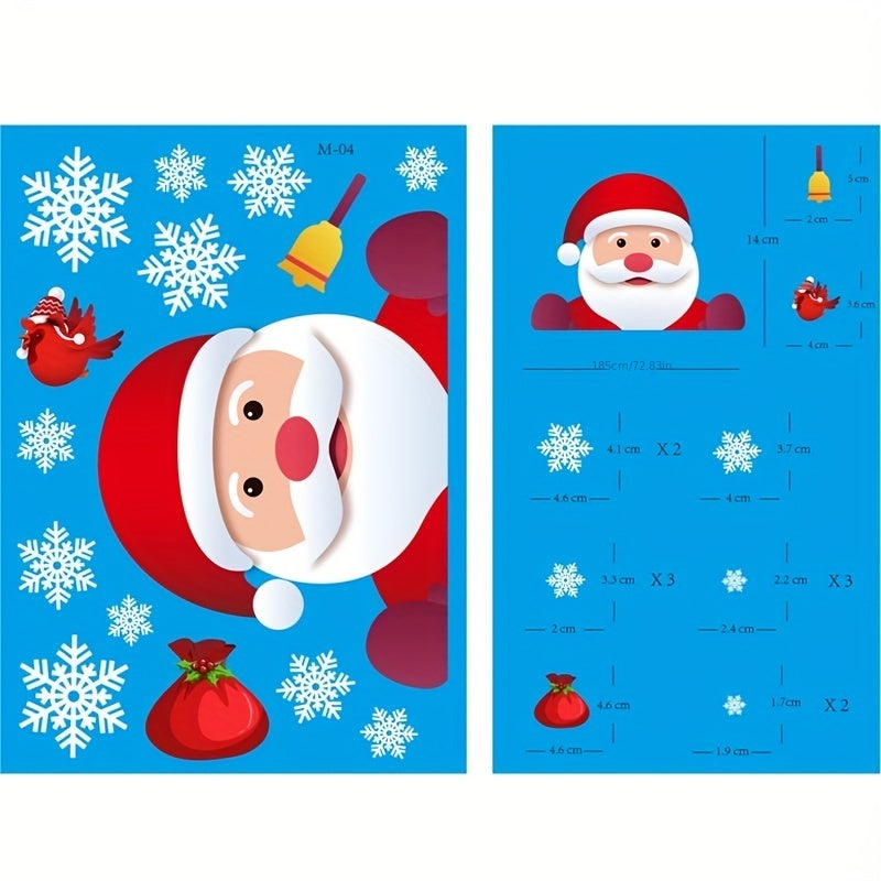 8pcs Christmas Glass Window Stickers Removable Static Stickers