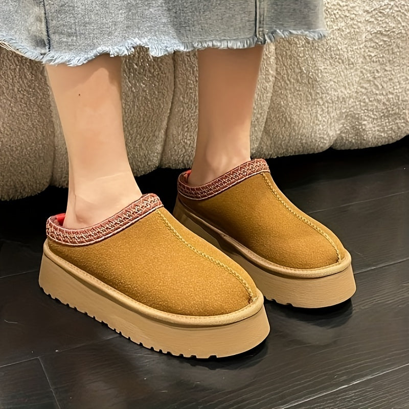 Women's Plush Lined Platform Slip-On Boots