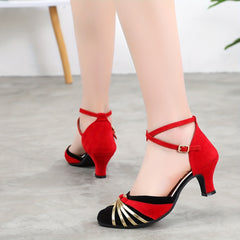 Women's Dance Shoes with Cross Strap Buckle Kitten Heel - Jazz Latin Tango