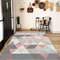 Triangular Pattern Soft Faux Sheepskin Floor Mat Living Room Bedroom Bedside
