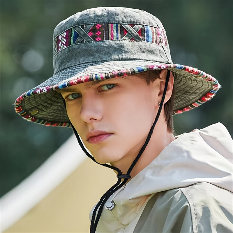 Wide Brim Bucket Hat Outdoor Sun Hat Vintage Hats