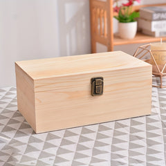 Unfinished Wooden Box With Hinged Lid, Rectangle Keepsake Box