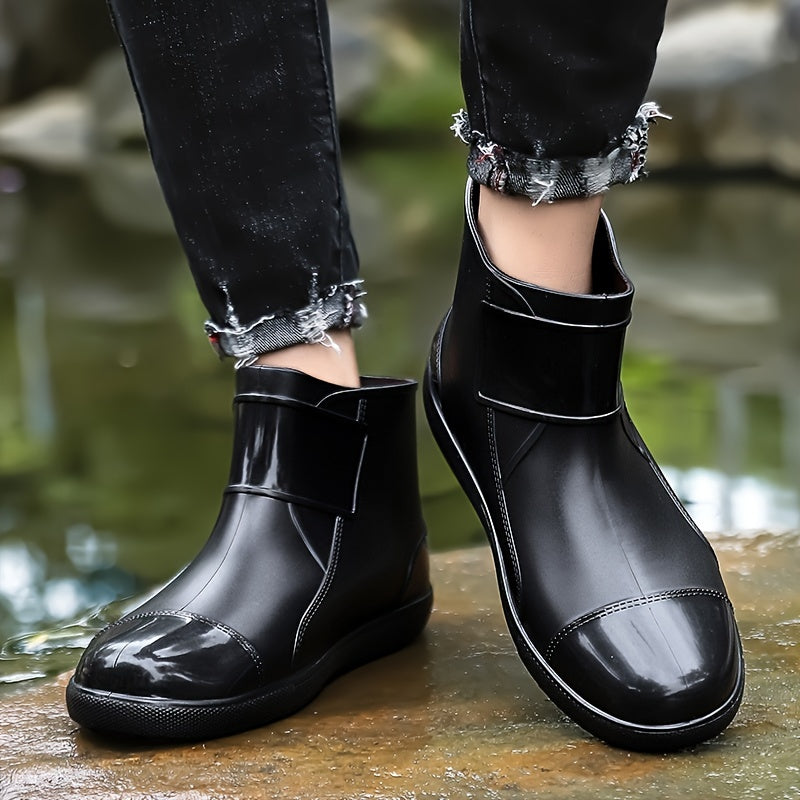 Men's Waterproof Rubber Sole Slip On Rain Boots