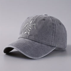 Vintage Washed Denim Baseball Cap Flying Turtle Curved Brim