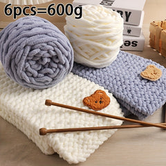 6 Pack Chunky Knit Yarn & Bear Accessories Set for DIY Arts