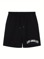 Men's LA Print Workout Shorts Active Stretch Sports Shorts