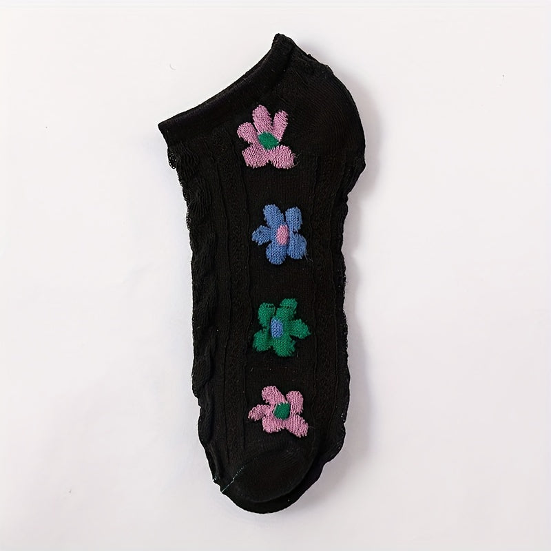 5 Pairs Floral Print Short Socks for Women