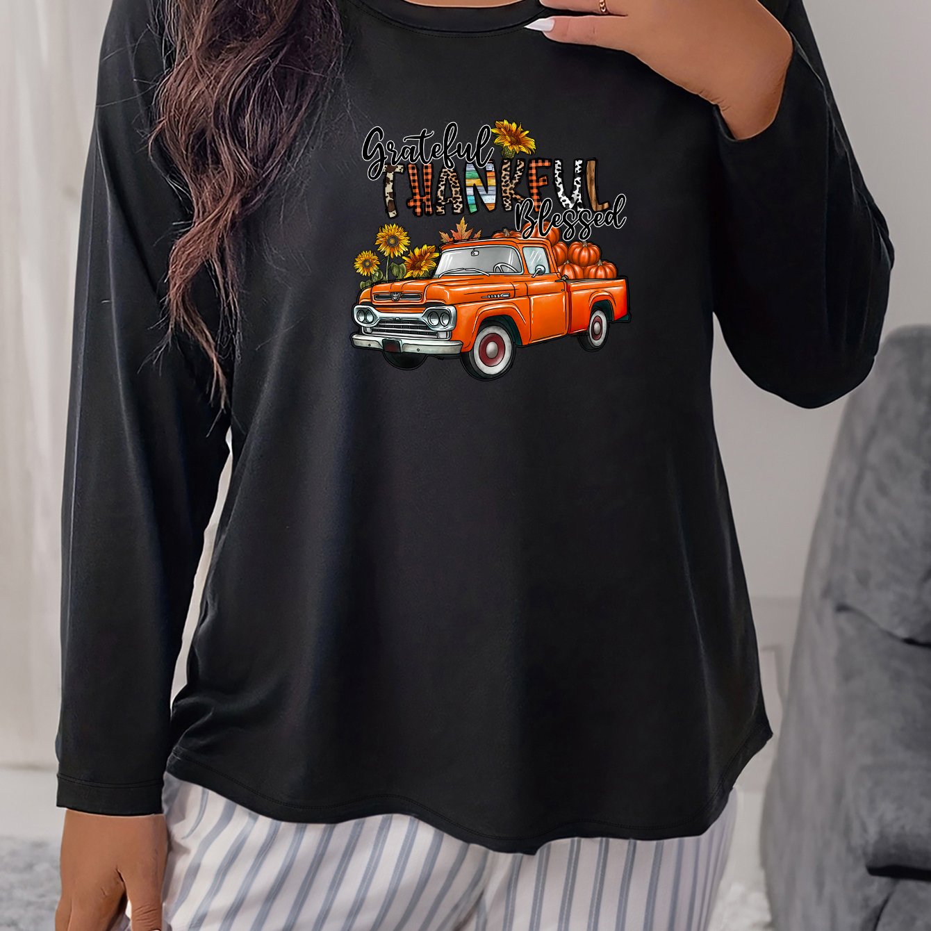 Thanksgiving Graphic Print Top Women's Pajama