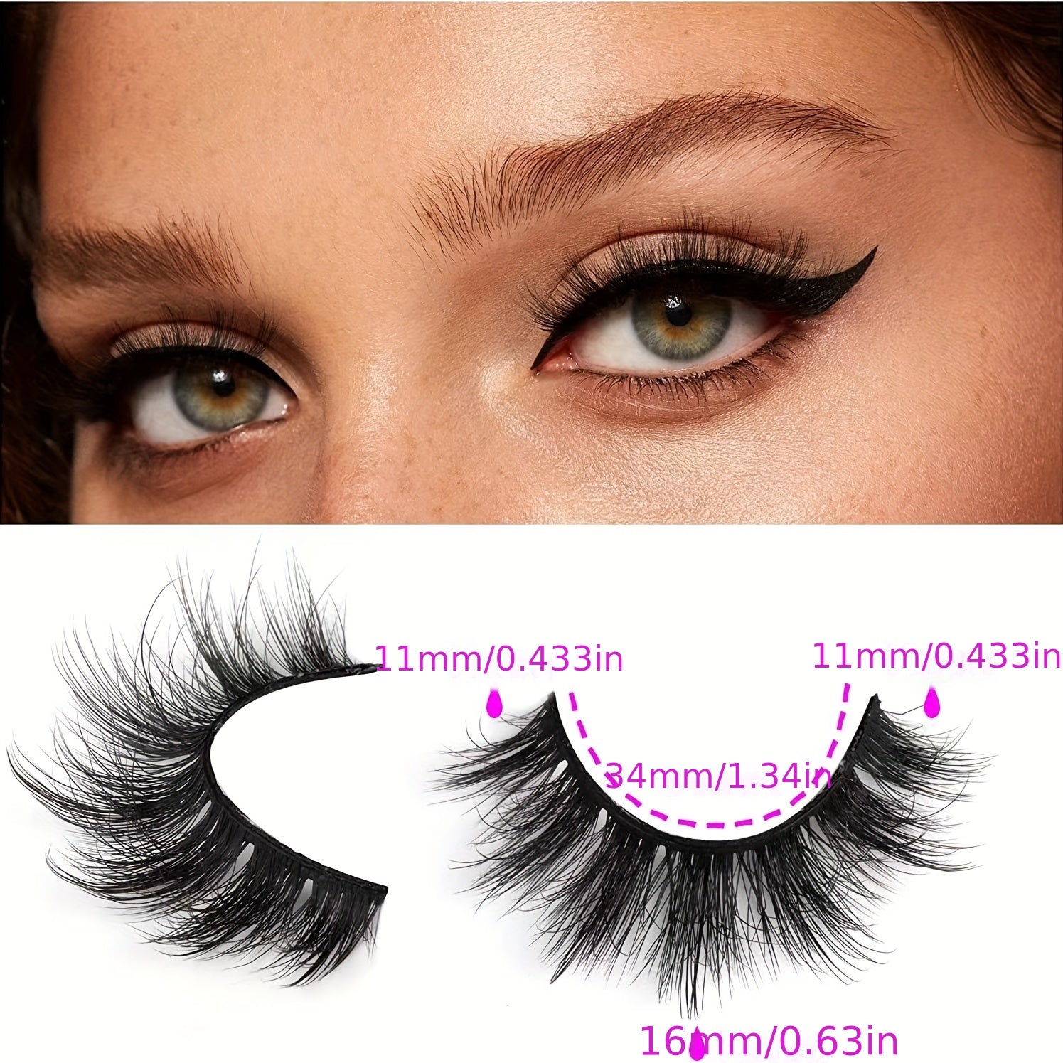 14 Pairs Faux Mink Lashes Natural Look False Eyelashes 5D Volume 16mm Wispy