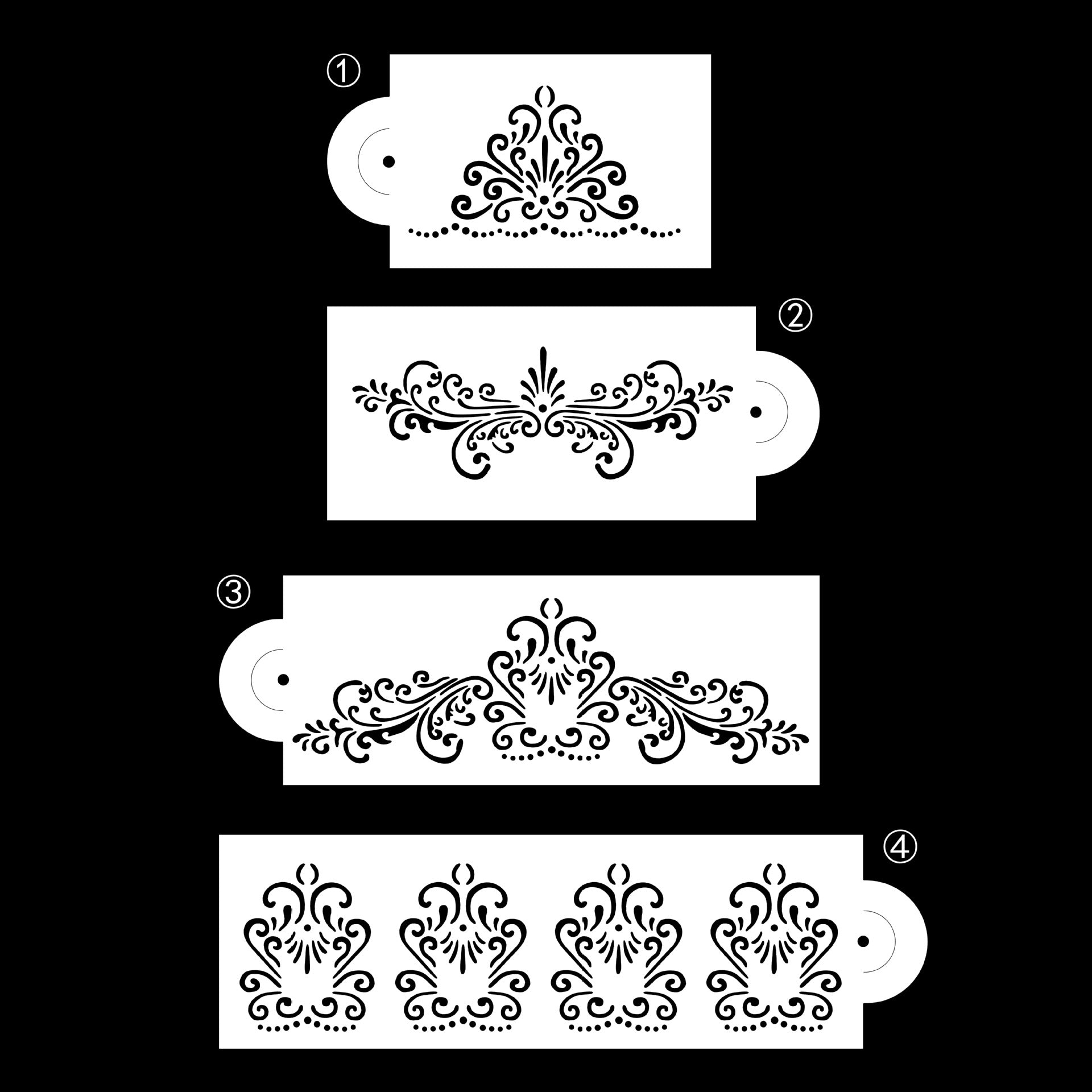 4pcs Cake Decorating Stencils & Templates - Easy Floral Design