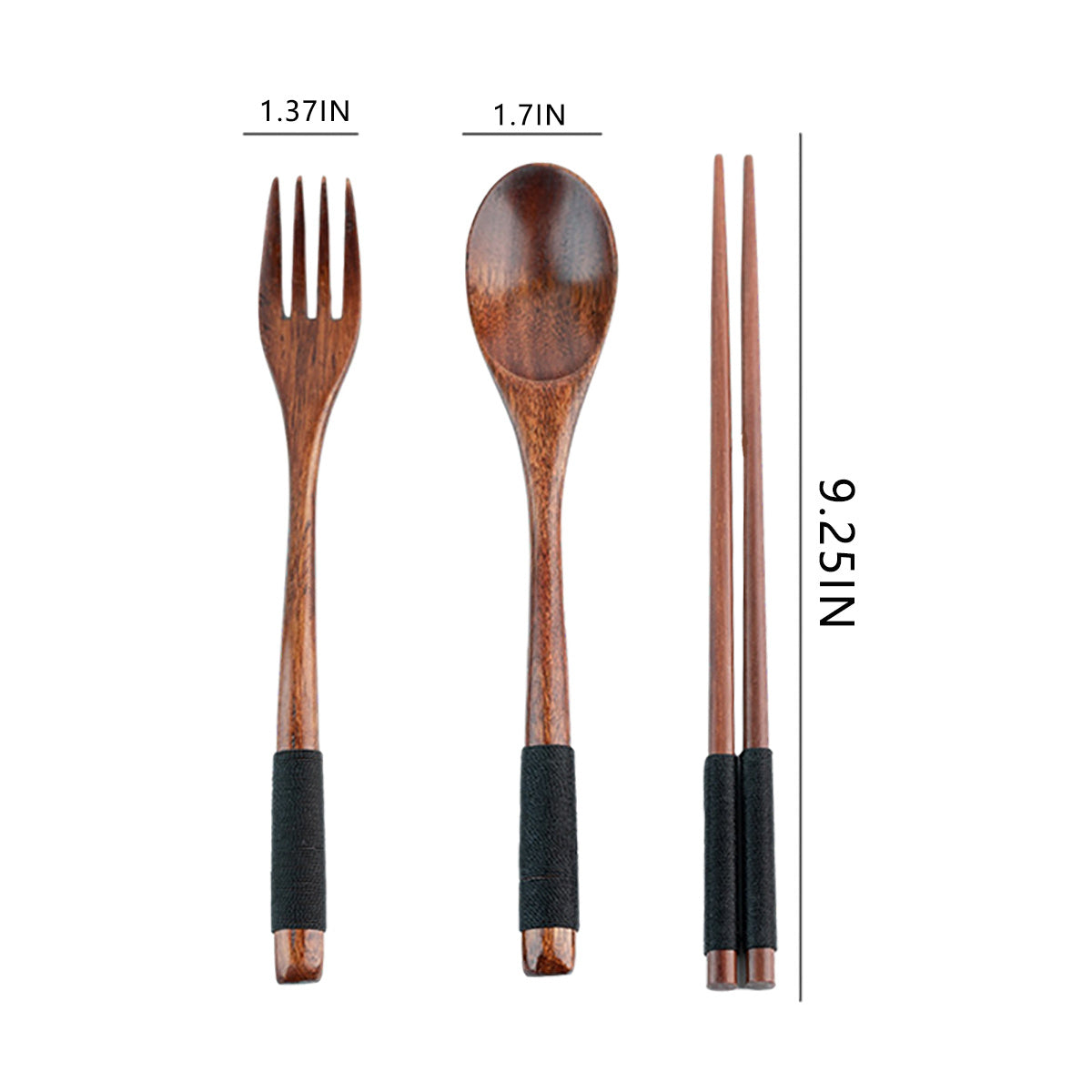 3pcs Japanese Wooden Tableware Spoon Chopsticks Fork Set