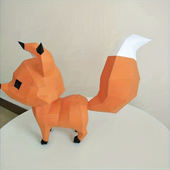 Fox 3D Paper Puzzle Home Decor Low Poly Animal Papercraft Art Gift