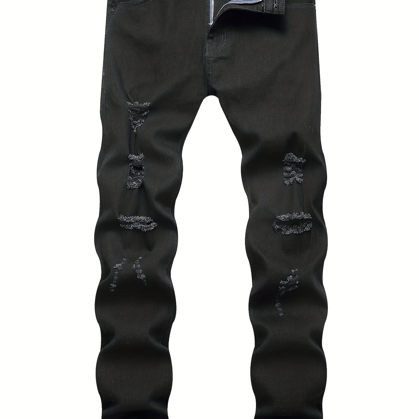 Slim Fit Ripped Jeans Men's Casual Street Style Medium Stretch Denim Pants