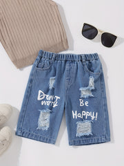 Boys Ripped Denim Shorts for Summer Outdoor