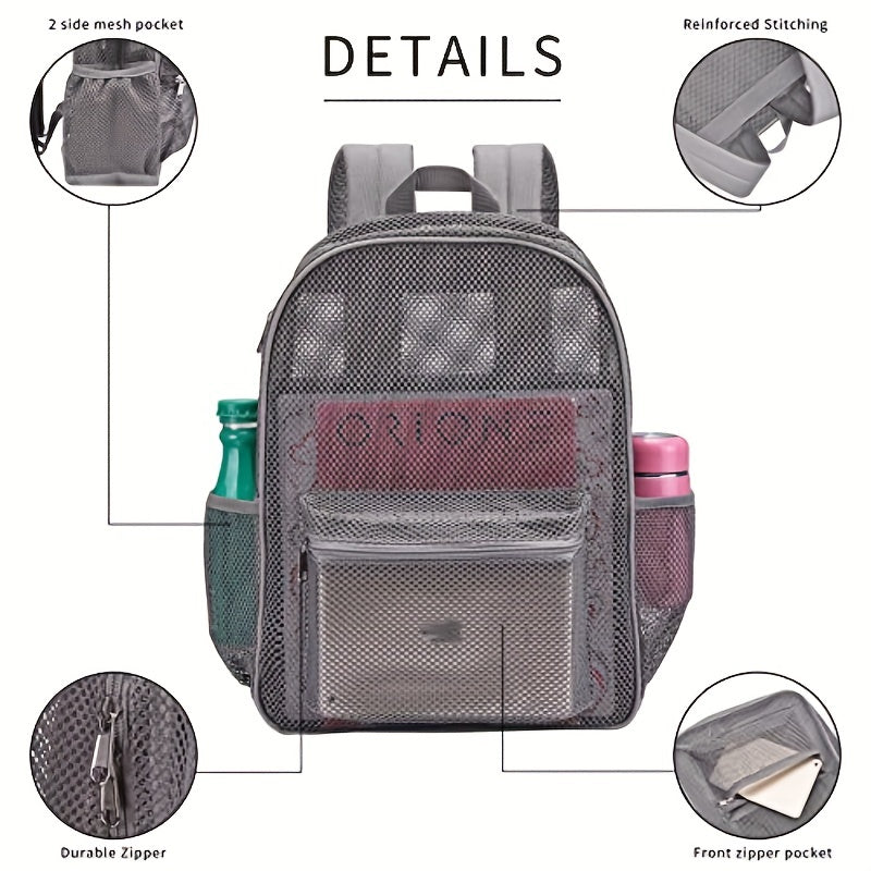 Semi Transparent Mesh Backpack Heavy Duty Lightweight Beach Bag