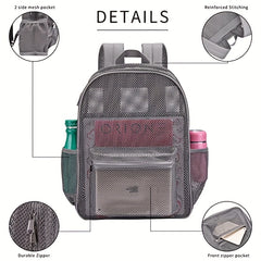 Semi Transparent Mesh Backpack Heavy Duty Lightweight Beach Bag