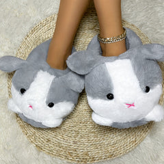 Rabbit Plush Slip-On Slippers Cozy Warm Indoor Shoes Women's Fluffy Novelty