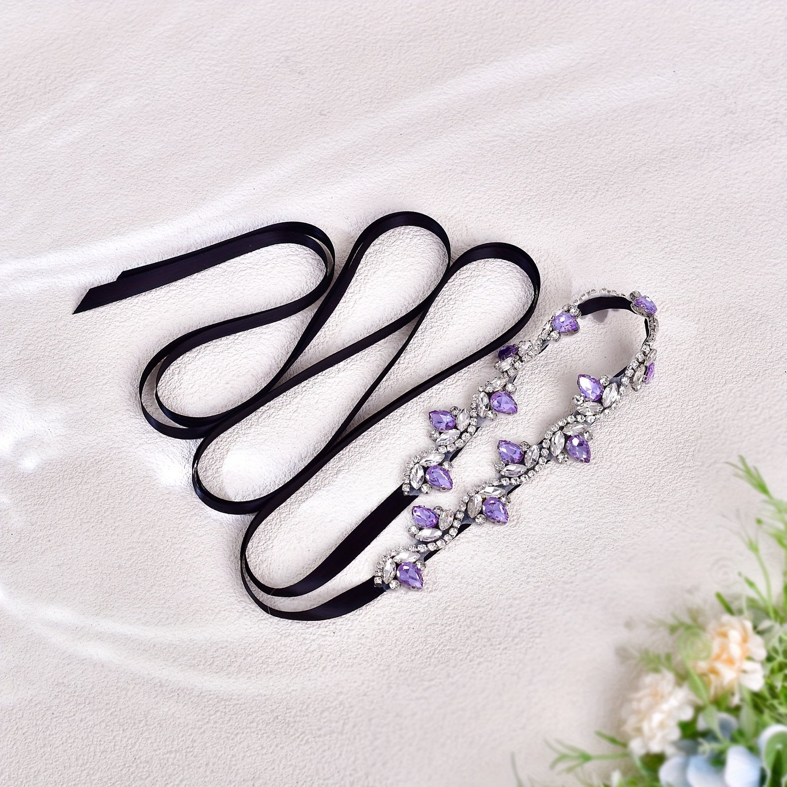 Purple Rhinestone Belt with Wave for Weddings and Events