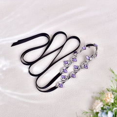 Purple Rhinestone Belt with Wave for Weddings and Events