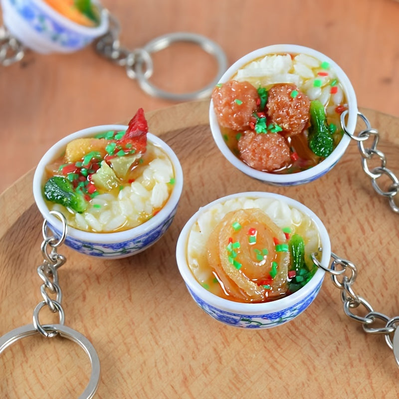 3pcs Chinese Style Bowl Model Keychain Keyring Pendant