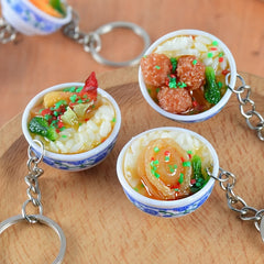 3pcs Chinese Style Bowl Model Keychain Keyring Pendant