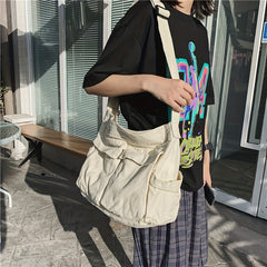 Vintage Canvas Crossbody Bag Large Capacity Shoulder Bag