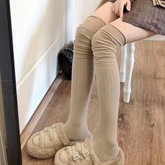 Women's Solid Thigh High Socks Over The Knee Stockings