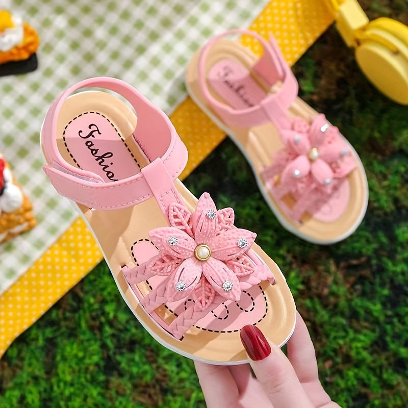 Girls Flower Open Toe Sandals Lightweight Comfortable Anti Slip Sandals