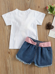 Girls Ice Cream Pom Pom T-shirt & Shorts Set