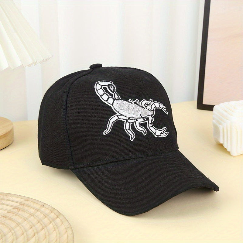 Unisex Sunshade Baseball Cap with Scorpion Embroidery