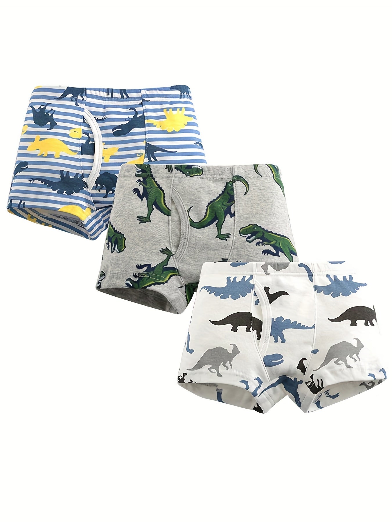3pcs Boy's Boxer Briefs Cartoon Animal Print Elastic Waist Shorts