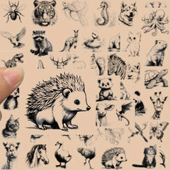 50pcs Retro Animal Sketch Graffiti Stickers for Phone Cases Notebooks Helmets