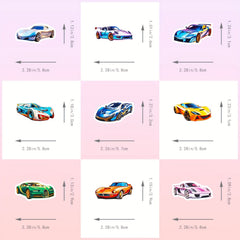 50pcs Cartoon Sports & Supercar Vinyl Stickers Waterproof