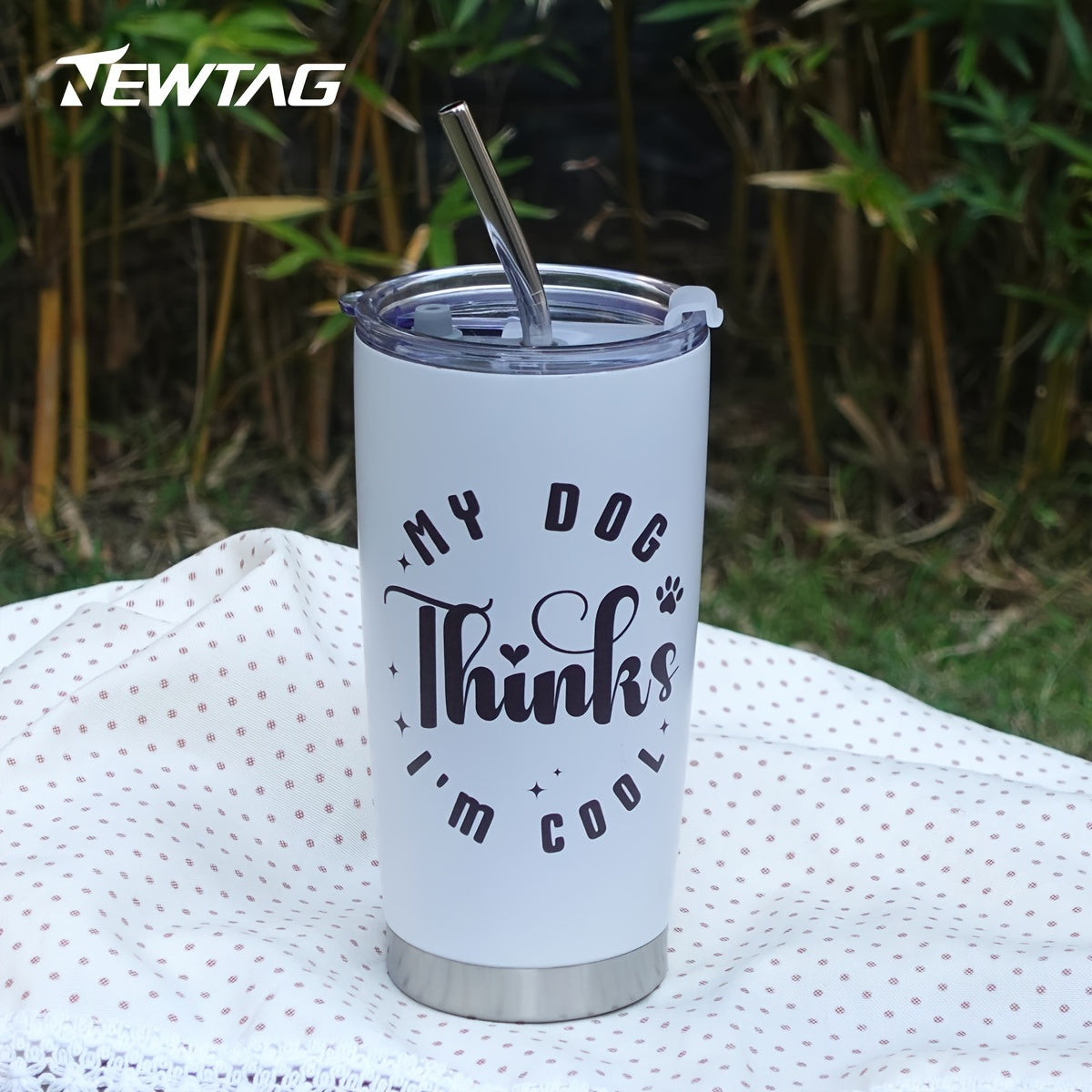 20oz Stainless Steel Insulated Cup Tumbler Animal Pattern with Straw