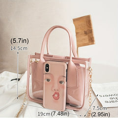 Girls Transparent Small Crossbody Bag with Chain Jelly Bag Clutch Bag
