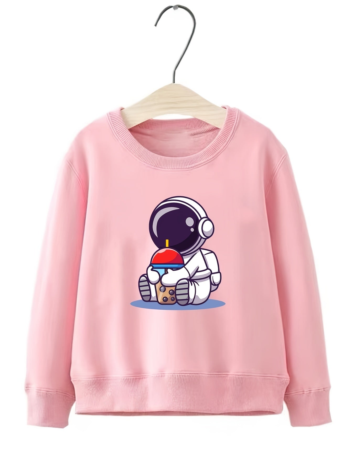 Girls Astronaut Bubble Tea Sweatshirt Long Sleeve Top