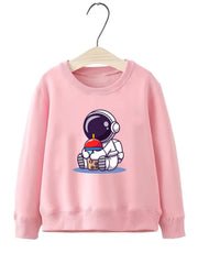 Girls Astronaut Bubble Tea Sweatshirt Long Sleeve Top
