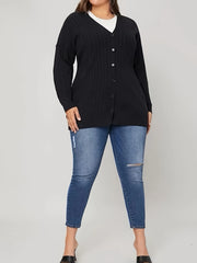 Solid Button Up Long Sleeve Cardigan