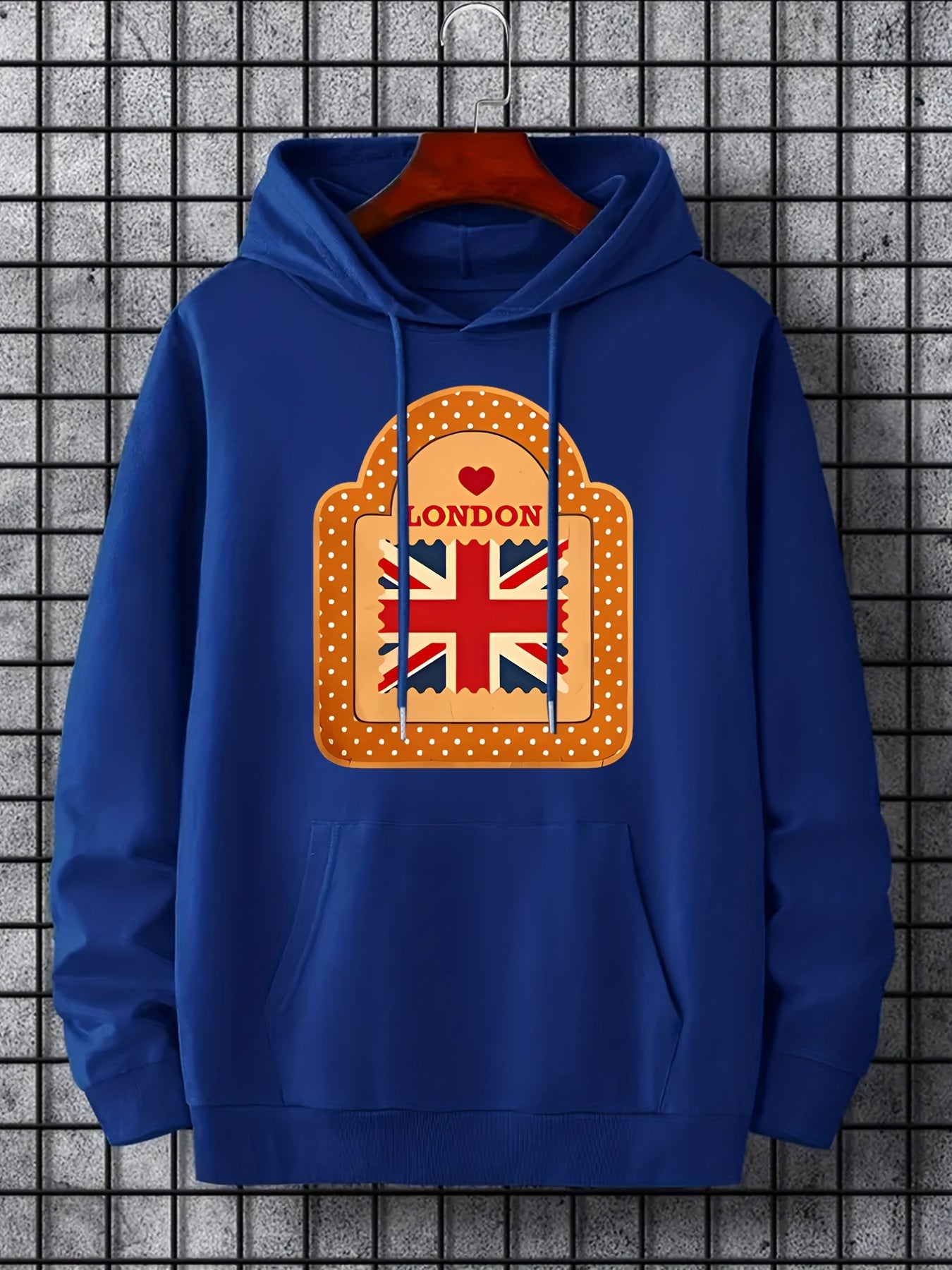 London Flag Print Hoodie for Men