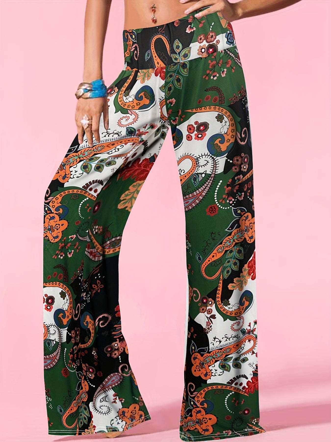 Boho Paisley Wide Leg Palazzo Pants