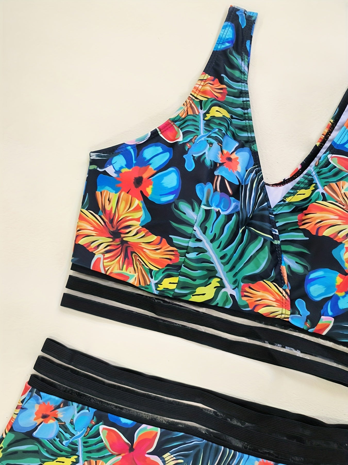 Tropical Print Bikini Set Women's Two Piece Swimsuit
